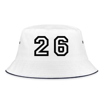 Number - 26 - Twenty Six - Bucket Hat - Weiß/Navy - Vorne