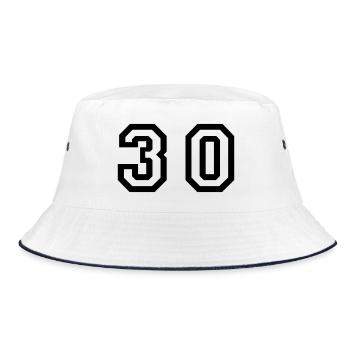 Number - 30 - Thirty - Bucket Hat - white/navy - Front