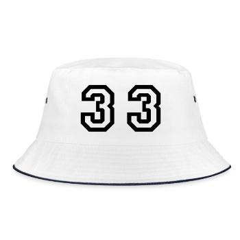Number - 33 - Thirty Three - Bucket Hat - white/navy - Front