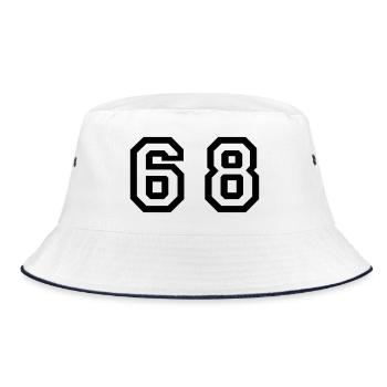 Number - 68 - Sixty Eight - Bucket Hat - white/navy - Front