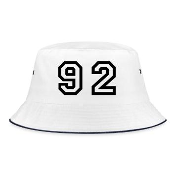 Number - 92 - Ninety Two - Bucket Hat - white/navy - Front