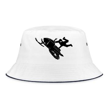 Snowmobil, Snowboarder, Snowboarden, Freestyle - Bucket Hat - Weiß/Navy - Vorne