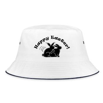 Hasen lustig Osterhasen frohe Ostern - Bucket Hat - Weiß/Navy - Vorne