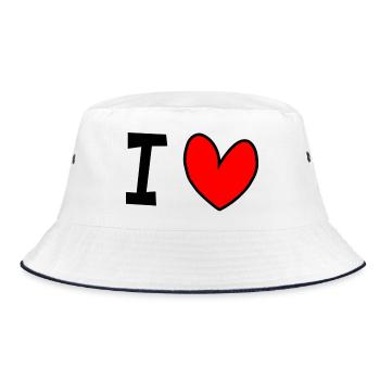 I love - Bucket Hat - Weiß/Navy - Vorne