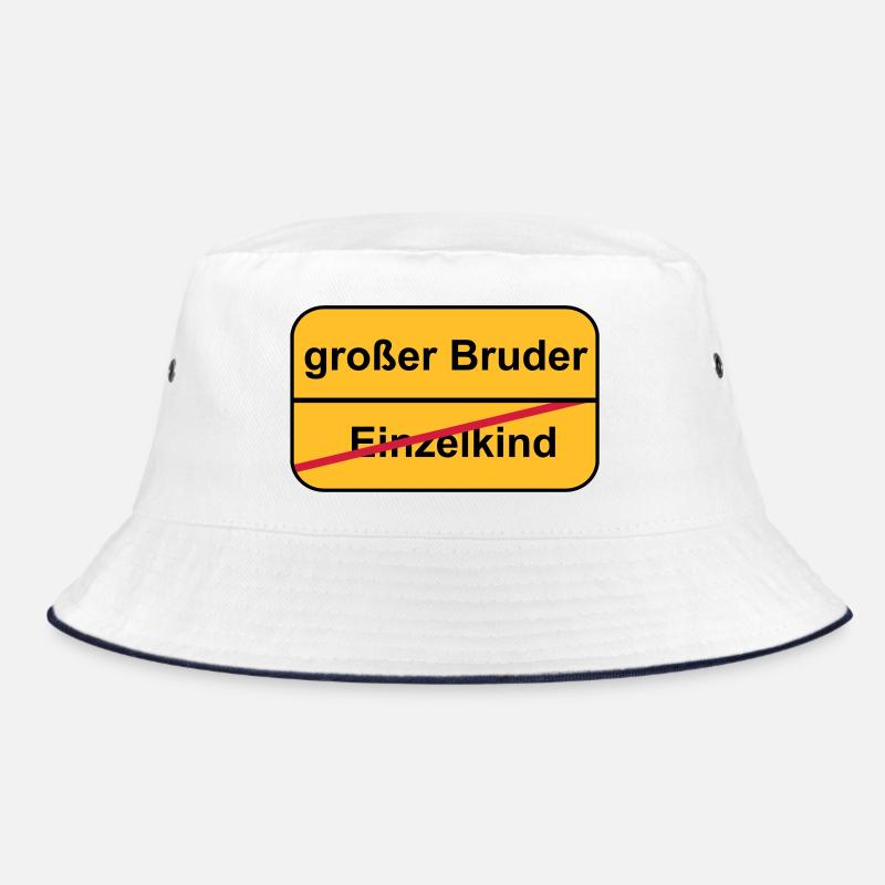 großer Bruder - Bucket Hat - Weiß/Navy