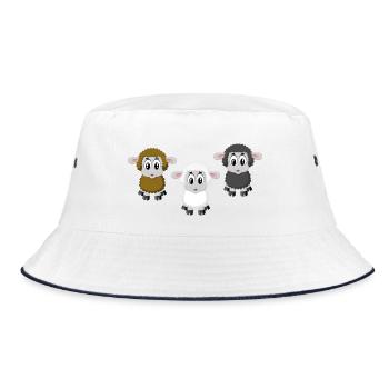 süßes Lämmer in braun, weiß und schwarz - Bucket Hat - Weiß/Navy - Vorne