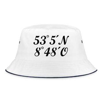 Bremer Koordinaten Bremen Längengrad Breitengrad - Bucket Hat - Weiß/Navy - Vorne