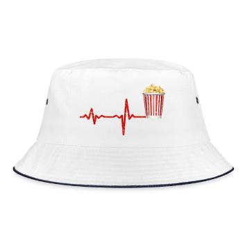 Heartbeat Popcorn - Geschenk - Bucket Hat - Weiß/Navy - Vorne