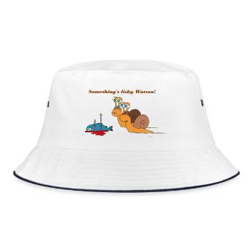Sherlock Holmes Schnecke - Bucket Hat - Weiß/Navy - Vorne