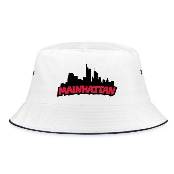 Mainhattan - Skyline der Stadt Frankfurt am Main - Bucket Hat - Weiß/Navy - Vorne