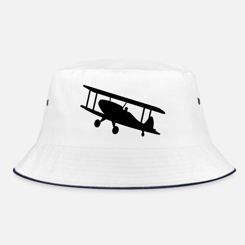 flugzeug luftfahrt doppeldecker - Bucket Hat - Weiß/Navy