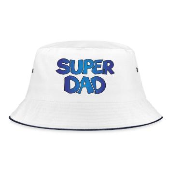 Super Dad Papa Vater Geschenk Geburtstag - Bucket Hat - Weiß/Navy - Vorne
