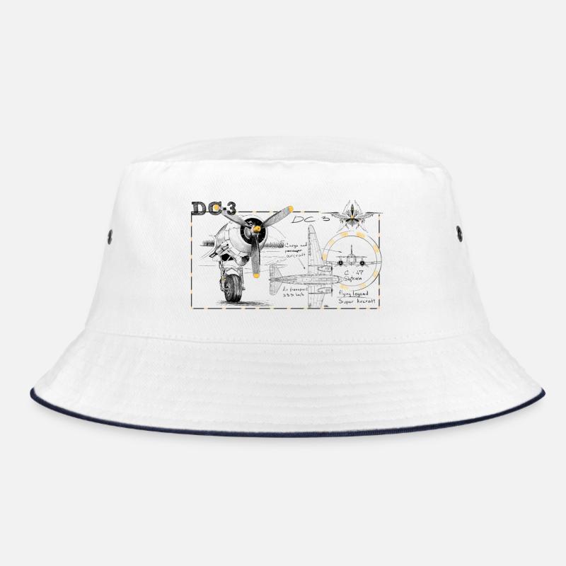 DC-3 - Bucket Hat - Weiß/Navy