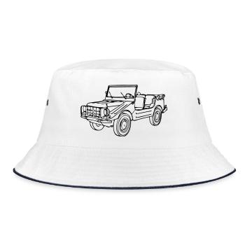Offroad ,Geländewagen , 4x4 Fun , Munga ...(25) - Bucket Hat - Weiß/Navy - Vorne