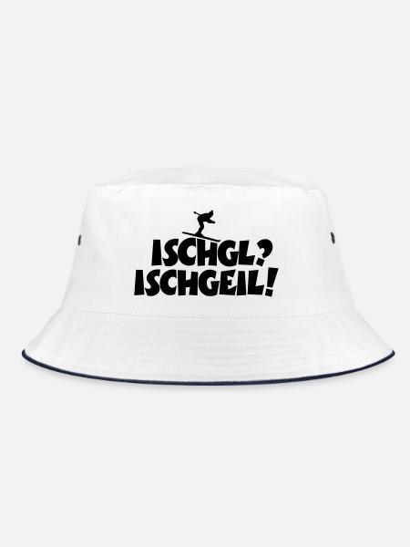 Ischgl Ischgeil Skifahrer Après-Ski - Bucket Hat - Weiß/Navy - Vorne