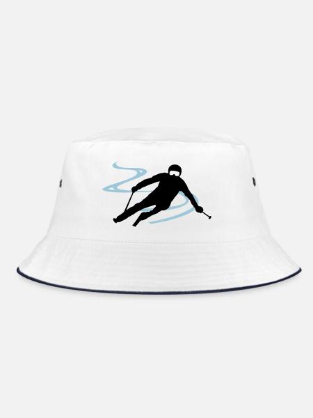 Sport - Skifahrer - Bucket Hat - Weiß/Navy - Vorne