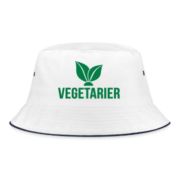 Vegetarier Blatt - Bucket Hat - Weiß/Navy - Vorne