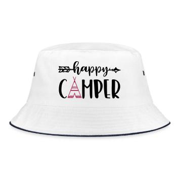 happy camper - Bucket Hat - Weiß/Navy - Vorne