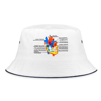 Anatomisches Herz, Cor, - Bucket Hat - Weiß/Navy - Vorne