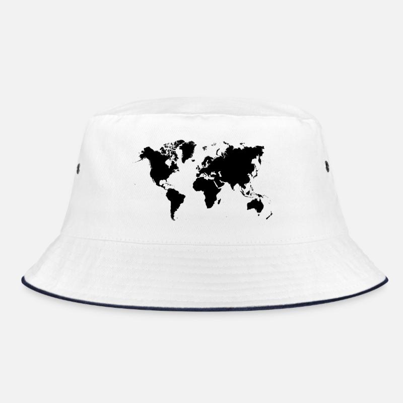 Black world map Bucket Hat