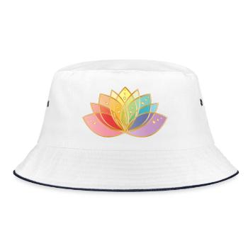 filigranes transparentes buntes Blüten Symbol - Bucket Hat - Weiß/Navy - Vorne