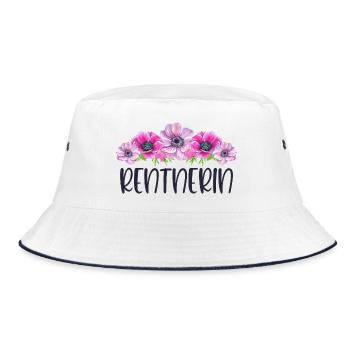Rentnerin Rente Ruhestand Rentner Blumen - Bucket Hat - Weiß/Navy - Vorne