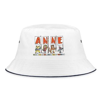 Anne - Bucket Hat - white/navy - Front