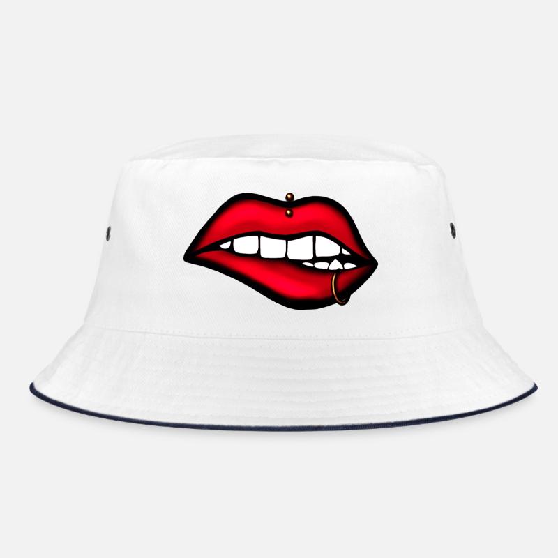 Lippen mit Piercing – Ästhetisches Design Bucket Hat