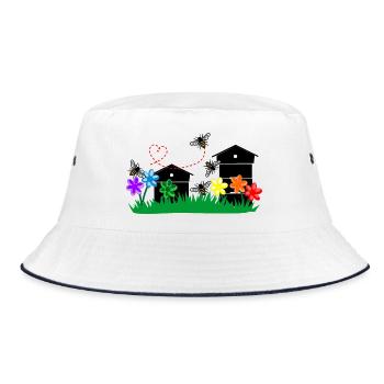 Honiggewächshäuser - Bucket Hat - Weiß/Navy - Vorne