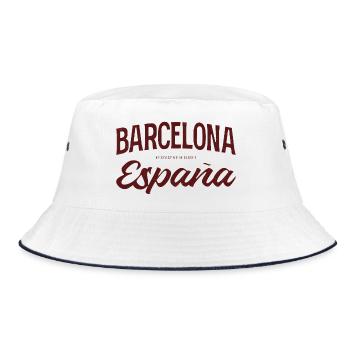 Barcelona Spanien Script Logo - Bucket Hat - Weiß/Navy - Vorne