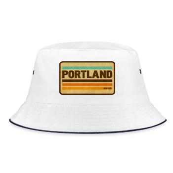 Vintage Portland Abzeichen - Bucket Hat - Weiß/Navy - Vorne