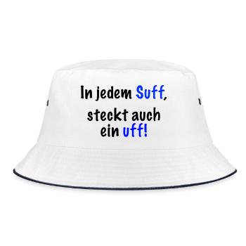 In jedem Suff steckt auch ein..." Spruch - Bucket Hat - Weiß/Navy - Vorne