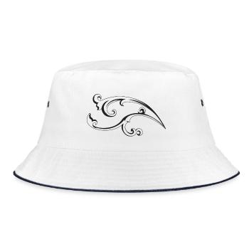 filigree decoration on the left - Bucket Hat - white/navy - Front