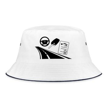 Highway car driver's license - Bucket Hat - white/navy - Front