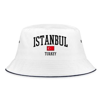 Istanbul Turkey Flag Motif Graphic - Bucket Hat - white/navy - Front