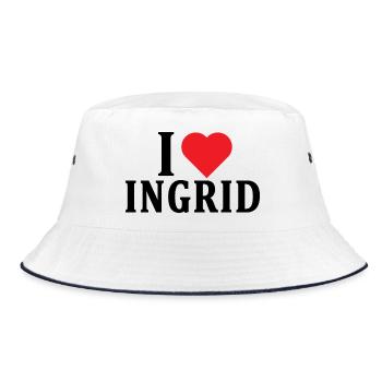 T-Shirt Ich liebe Ingrid T-Shirt Geschenkidee - Bucket Hat - Weiß/Navy - Vorne