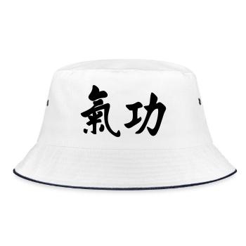 QI Gong horizontal - Bucket Hat - Weiß/Navy - Vorne
