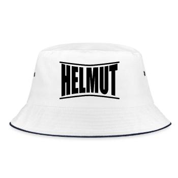 T-Shirt Helmut T-Shirt Geschenkidee - Bucket Hat - Weiß/Navy - Vorne