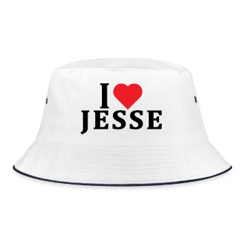T-Shirt I love Jesse T-Shirt Geschenkidee - Bucket Hat - Weiß/Navy - Vorne