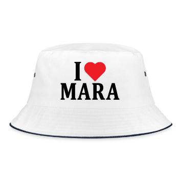 nom t-shirt J’aime Mara idée cadeau t-shirt - Bob - blanc/marine - Devant