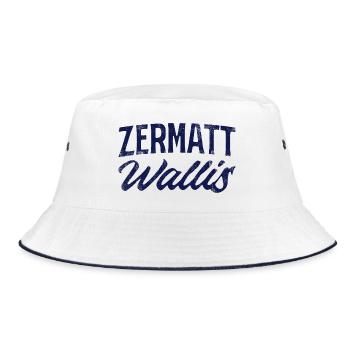 Zermatt Valais Alpine Script - Bucket Hat - white/navy - Front