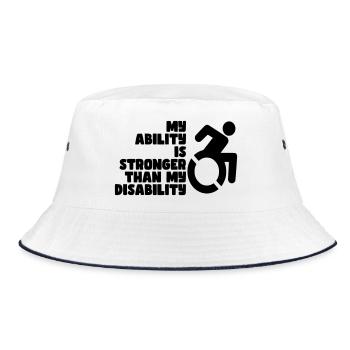Meine Fähigkeit ist stärker als meine Behinderung # - Bucket Hat - Weiß/Navy - Vorne