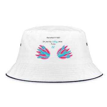 BUT WHAT IF I FALL? - Bucket Hat - white/navy - Front