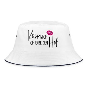 Küss mich Ich erbe den Hof - Bucket Hat - Weiß/Navy - Vorne