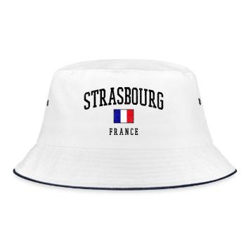 Strasbourg France – City Design with Flag - Bucket Hat - white/navy - Front