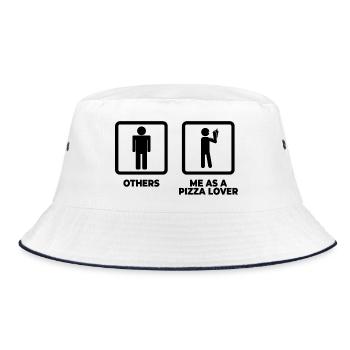 Pizza stick figures - Bucket Hat - white/navy - Front