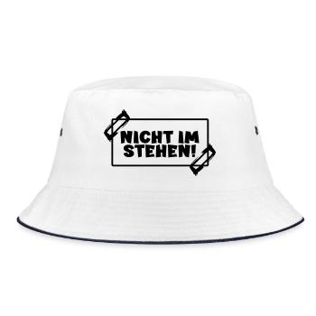 Toilettensprüche - NICHT IM STEHEN - Bucket Hat - Weiß/Navy - Vorne