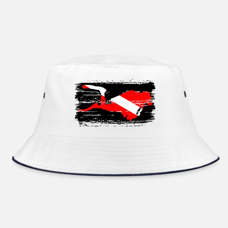Diagonal Crimson Splash auf Schwarz Bucket Hat