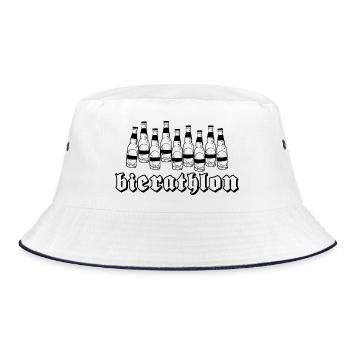 Bierathlon, Beer, Biathlon, Puns, Puns - Bucket Hat - white/navy - Front