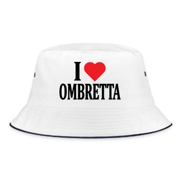 T-Shirt Ich liebe Ombretta T-Shirt Geschenkidee - Bucket Hat - Weiß/Navy - Vorne